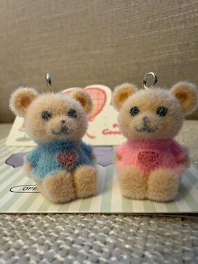 Miniature Cute Plush Small Pet Bear Keychain - Pink and Blue